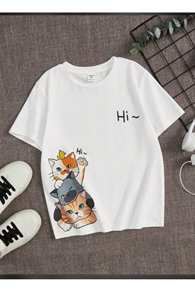 barsdepo Μπλουζάκι με στάμπα HI, Μπλουζάκι Unisex Oversize Λευκό