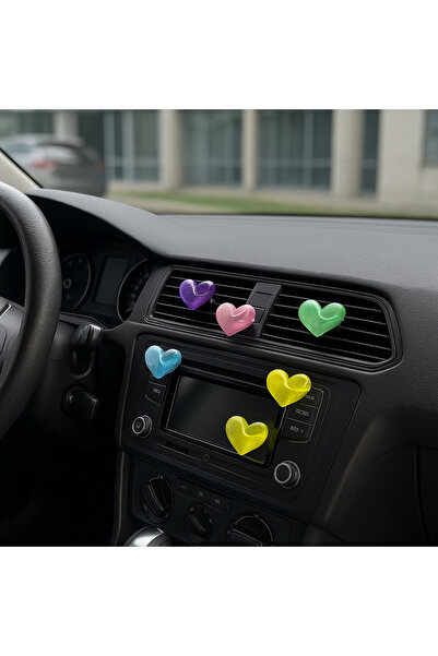Çiçek Antalya مجموعة من 5 قطع لتزيين لوحة القيادة وتكييف السيارة بتصميم قلب لامع