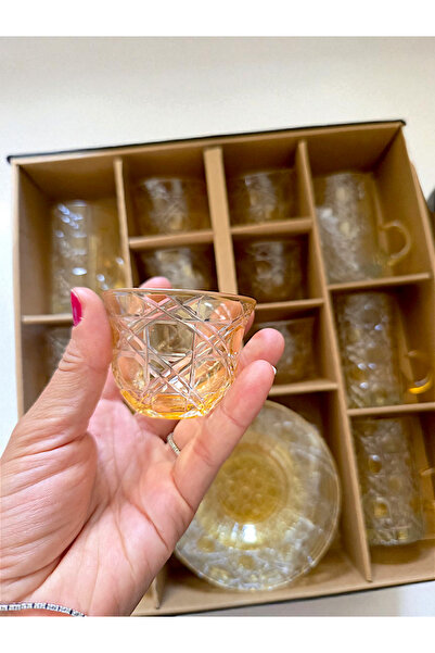 AYZ HOME Cut Crystal Glass Tea and Mirra Set - Arabic Coffee Set Tea Set 18 Pieces for 6 People
