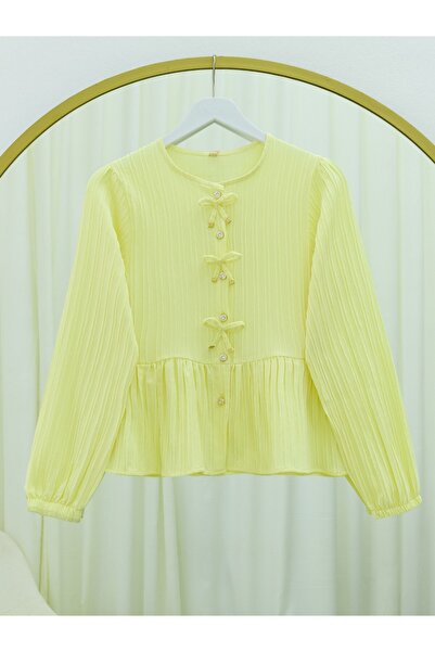 HİJABAYA Μπλούζα με λάστιχο στο μπροστινό μέρος με λεπτομέρεια φιόγκου και κουμπιά