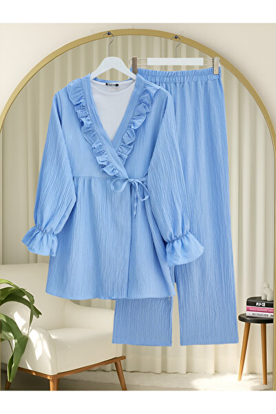 HİJABAYA Σετ κιμονό με λάστιχο στο μανίκι, βολάν στο μπροστινό μέρος και κορδόνια