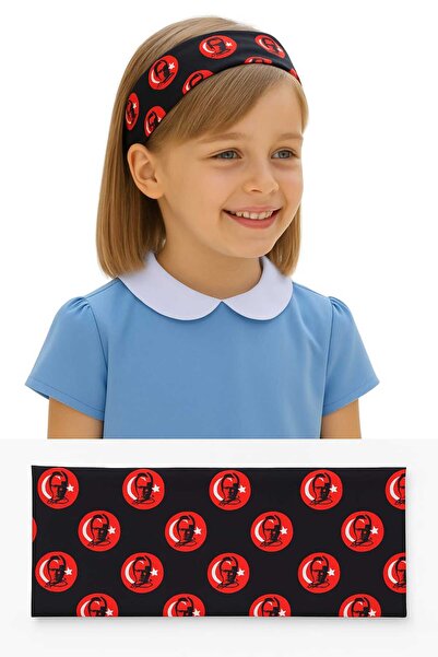 Eva Rose Red Turkish Flag Headband for April 23, October 29, Girls' School, Eid Hairband