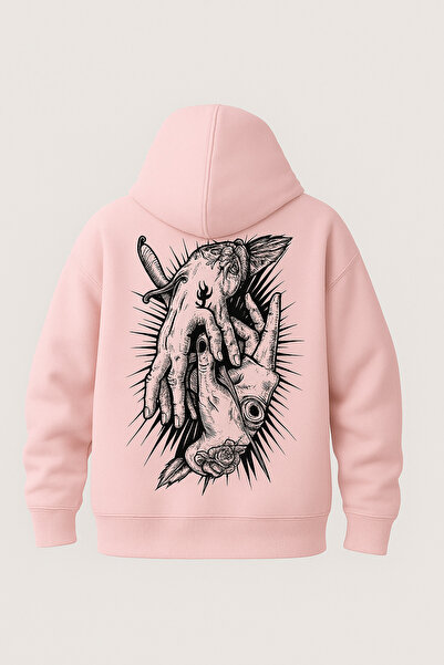 CLASSY.MODA سترة رياضية كبيرة الحجم بقلنسوة وجيب على شكل كنغر، مطبوعة برسومات...