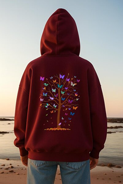 MELOOX Butterfly Tree Graphic Printed Oversize Hooded Sweatshirt – Unisex