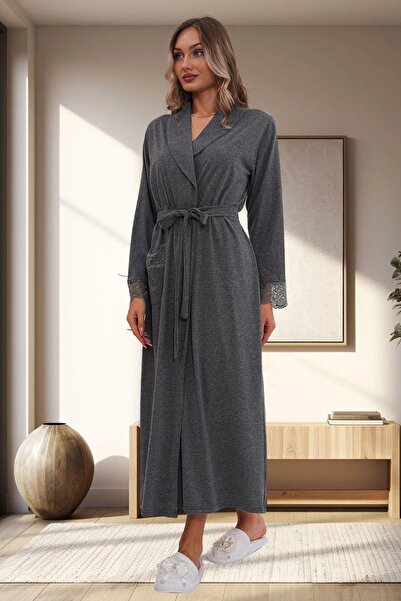 Viselya Smoked Plus Size Women's Dressing Gown