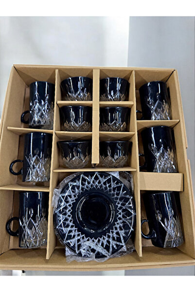 AYZ HOME Cut Crystal Glass Tea and Mirra Set - Arabic Coffee Set Tea Set 18 Pieces for 6 People