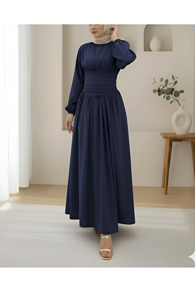 HİJABAYA Φόρεμα από ποπλίνα με φερμουάρ, ελαστικό μανίκι και μπούστο στο μπροστινό μέρος