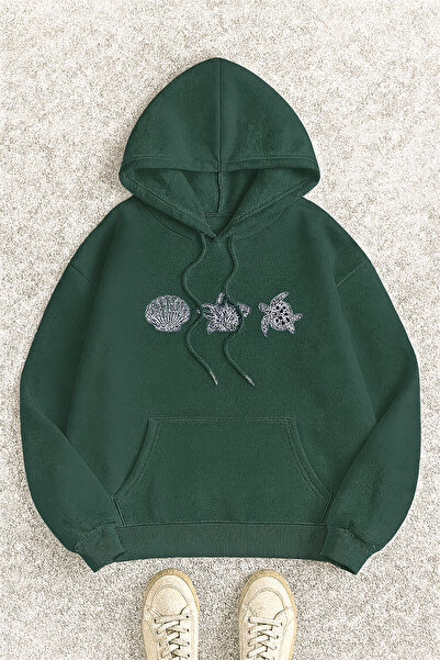 CLASSY.MODA Φούτερ με κουκούλα και τσέπη καγκουρό, υπερμεγέθη, με στάμπα με κ...