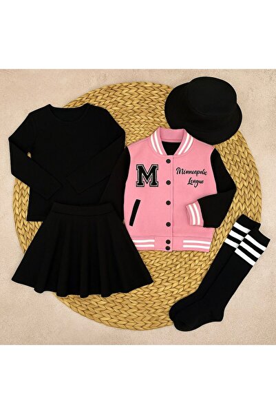 KOKOŞ BEBEK Girl's 5-Piece Outfit – Jacket, Skirt, Bodysuit, Socks, and Hat – Age 2/12