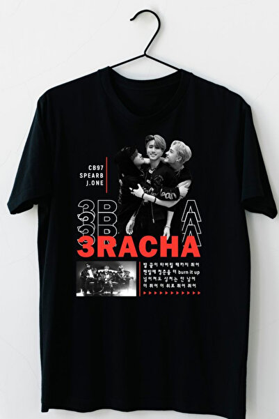 barsdepo Μπλουζάκι με στάμπα 3racha Stray kids, Oversize Unisex Λευκό T-shirt...