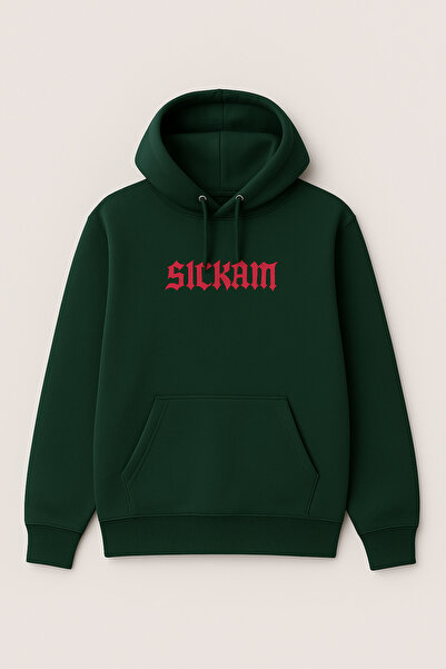 CLASSY.MODA Hanorac oversize cu glugă și buzunar cangur, cu text SICKAM în față și imprimeu SCREAM Spider la spate