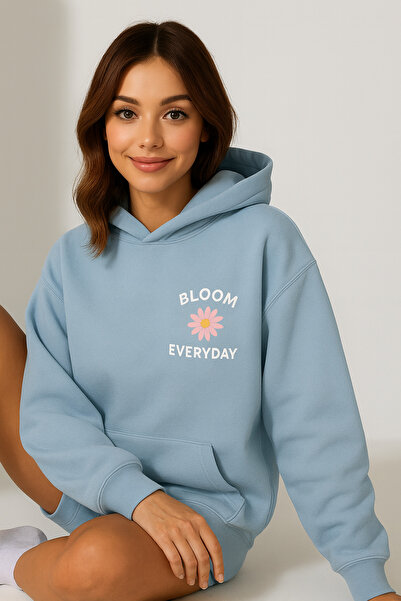 CLASSY.MODA Γυναικείο φούτερ με κουκούλα και τσέπη καγκουρό Oversize μπροστά ...