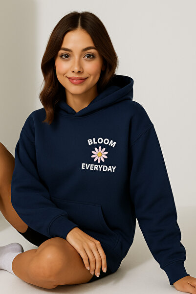 CLASSY.MODA Γυναικείο φούτερ με κουκούλα και τσέπη καγκουρό Oversize μπροστά ...