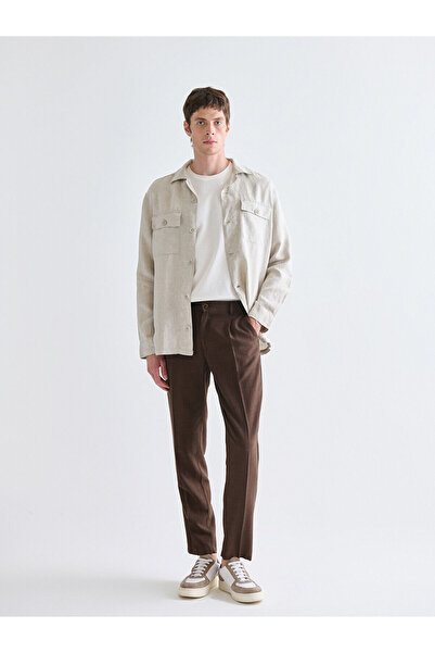 LC Waikiki Brown Standard Fit Linen Look Men's Trousers