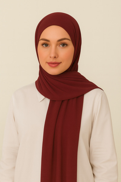 Merve Nayir Hijab Shawl Jersey Lycra Shawl Burgundy
