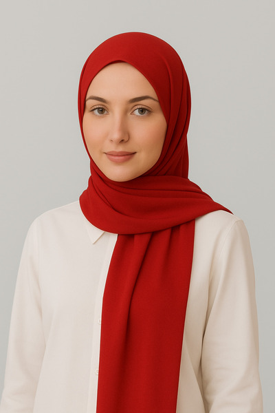 Merve Nayir Modest Clothing Combed Cotton Shawl Jersey Lycra Shawl Hijab Red