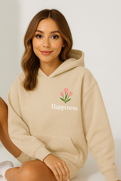 CLASSY.MODA Γυναικείο φούτερ με κουκούλα και τσέπες καγκουρό, oversize, μπροσ...