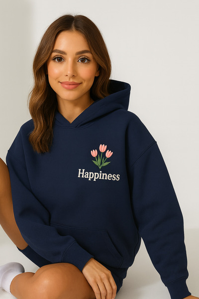 CLASSY.MODA Γυναικείο φούτερ με κουκούλα και τσέπες καγκουρό, oversize, μπροσ...