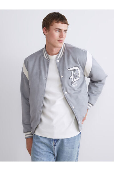 LC Waikiki New Season Standard Fit Long Sleeve Suede Men's College Jacket