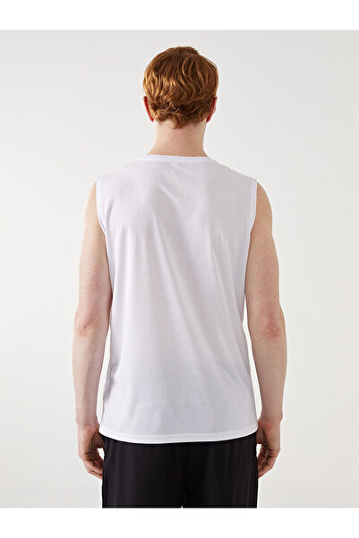 LC Waikiki Λευκό ανδρικό αμάνικο μπλουζάκι με λαιμόκοψη