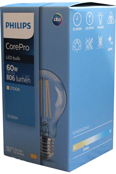 Philips Filament Ampul E27 2700K SARI 8W - 60W