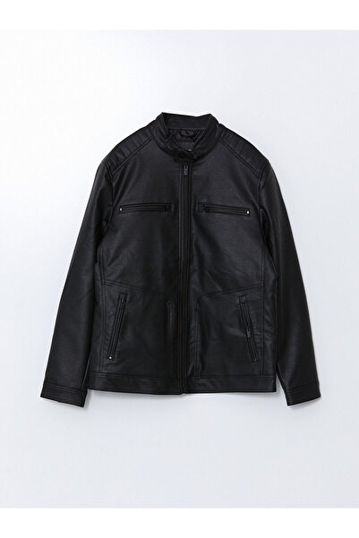 LC Waikiki LCWAIKIKI Classic Büyük Beden Standart Kalıp Biker Yaka Erkek Deri...