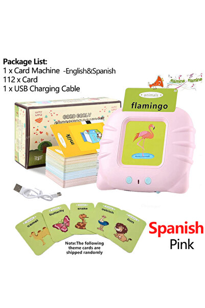 Choice3 Pink-Spanish Early Education Flash Card Learning Toys Talking Flashca...