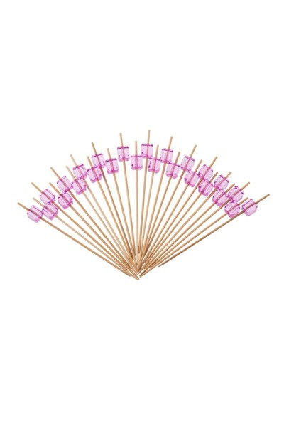 ORIAN Date sticks and wooden jewelry with beaded handle, 24 pieces