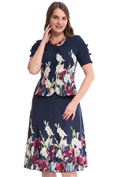 AD Fashion Compleu elegant de vara cu sacou si fusta imprimate cu gladiole pe...