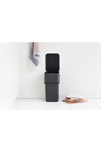 Brabantia Sort&Go 648978 waste separation bin, 16 l, Handle, Wall mountable, Dark grey