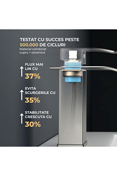 Elindor Baterie înaltă de lavoar argintie ®, tip cascadă, baterie modernă, 14 cm, finisaj cromat