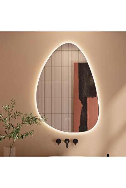 Elindor Oglindă de perete asimetrică, fără ramă, decorativă, 80 x 55 cm