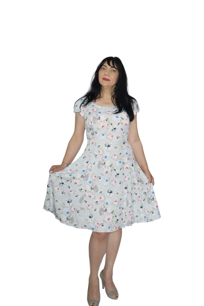 AD Fashion Rochie bleu ciel din vascoza - 44 EU