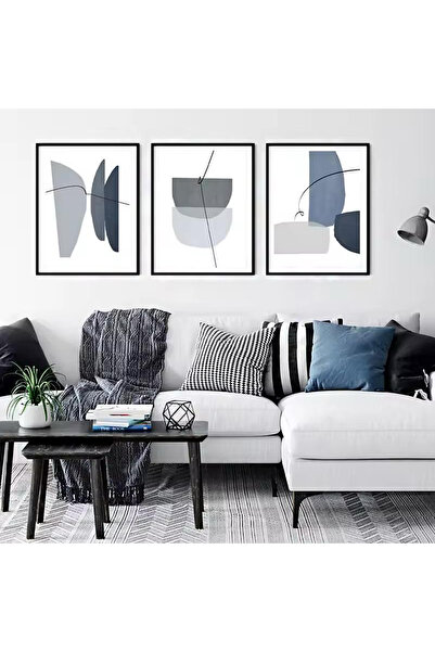 Linacci Set de pictură din sticlă autentică, în stil cadru metalic negru, din 3 piese