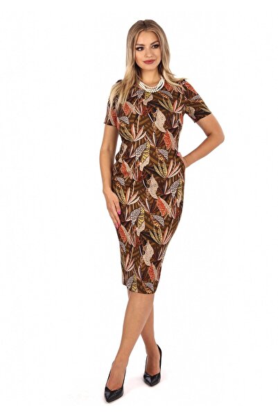 AD Fashion Rochie cu buzunare imprimata cu frunze 56R1601i1601 - 44 EU