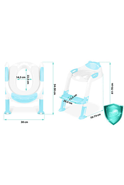 Ricokids Reductor pentru toaleta cu scarita , 2 in 1,cu un ursulet decorativ, pliabil, picioare anti-alune...