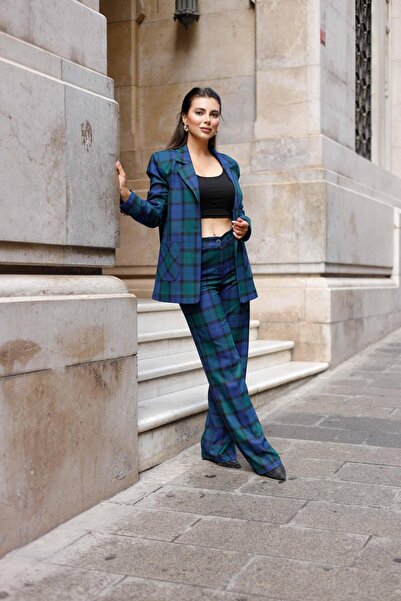 LOVELF Torba Cepli Ekose Poliviskon Takım Lacivert