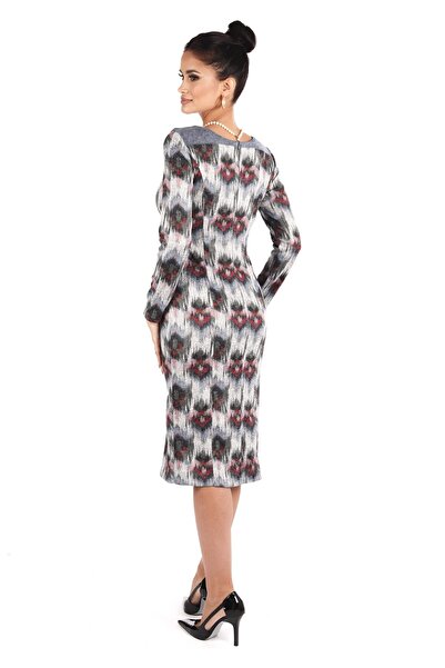 AD Fashion Petrol grey multi-print dress 72R2031i2031 - 38 EU