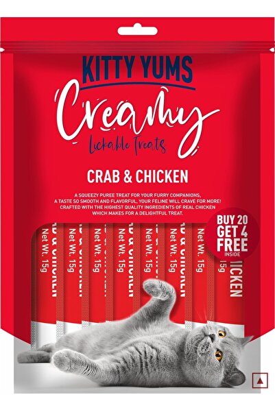 Kitty Yums مكافآت القطط الكريمية القابلة لللعق، بنكهة السلطعون والدجاج، 360 ج...