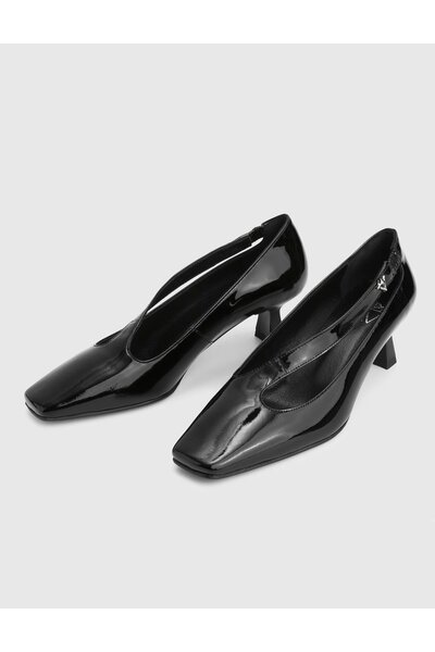 İLVİ Chiera Genuine Patent Leather Black Women's Heeled Shoes