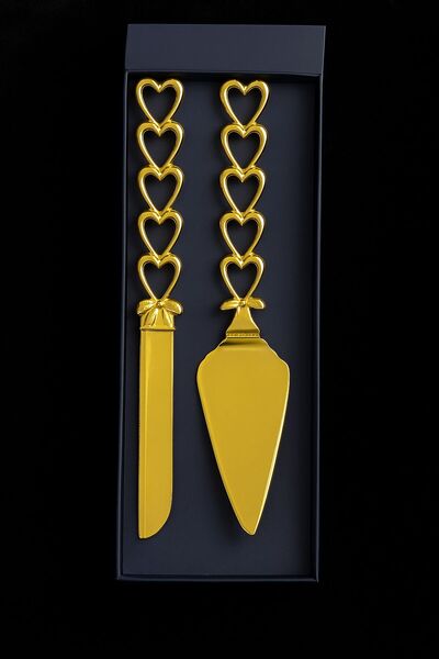 ALMASA سكين كيك مع مغرفة طقم 2حبة ذهبي