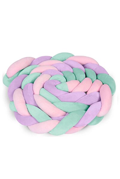 Ricokids Protectie laterala patut bebe, Bumper impletit, 100 % antialergic, lavabil, 3m, menta si violet