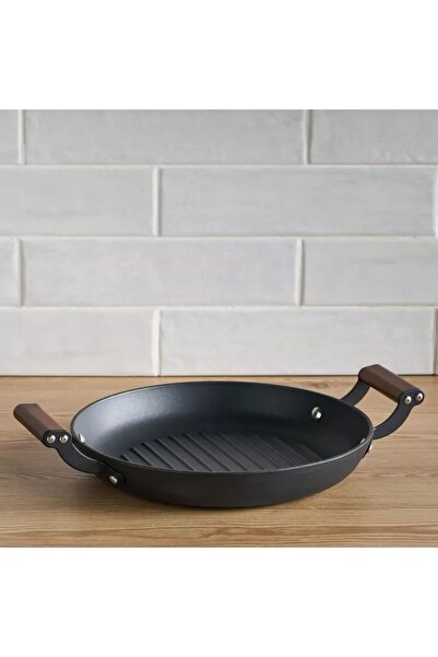 Generic Blacksmith Pressed Iron Grill Pan - 28 cm