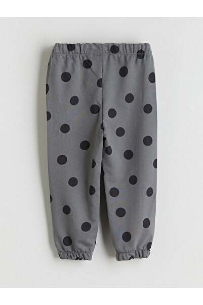 LC Waikiki Anthracite Patterned Girls' Sweatpants with Elastic Waistband