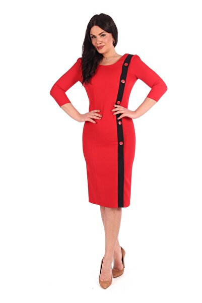 AD Fashion Plain red dress with buttons 12R21i21 - 44 EU