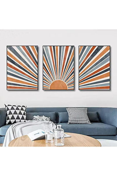 Linacci Set de 3 tablouri din sticlă reală, cu cadru metalic negru, colorate