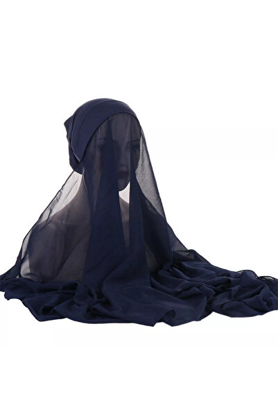 Perfectory Instant Hijab for Women with Under Scarf Tube Cap Turban Wrap- Navy