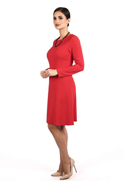 AD Fashion Plain red jersey wedge dress R229i0497 - 44 EU