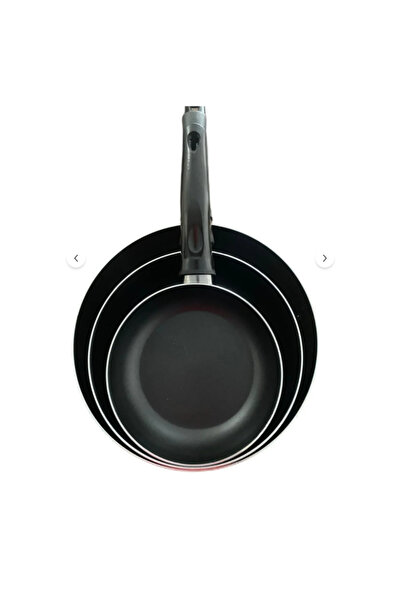 EVİST Teflon Tava Seti 16+20+24 Cm Mat Siyah Renk Teflon Tava Seti Yanmaz Yapışmaz 3'lü Teflon Tava Set