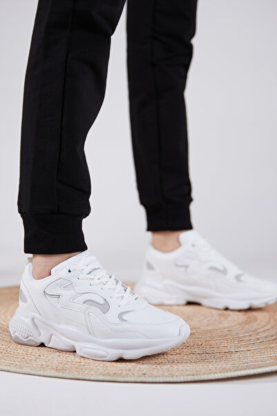 Tonny Black Pantofi sport cu șireturi, unisex, alb, alb, confortabil, cu talpă înaltă